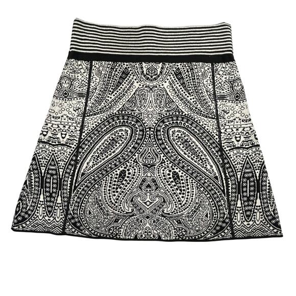 Title Nine Knit Skirt S Black White Paisley Cotton Blend Boho Travel Activewear - Picture 7 of 7
